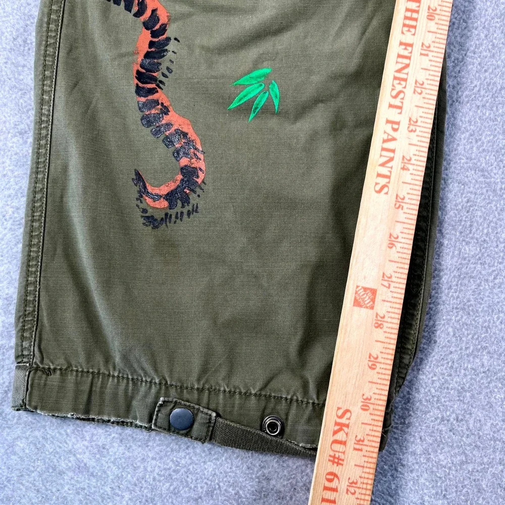 Vintage Polo Ralph Lauren Mens Cargo Pants Hand Painted Tiger Japanese Kanji